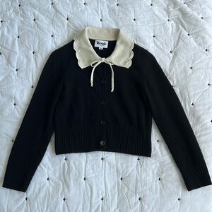 Rouje black cardigan with white contrast collar size eu 36 size 4 USA
